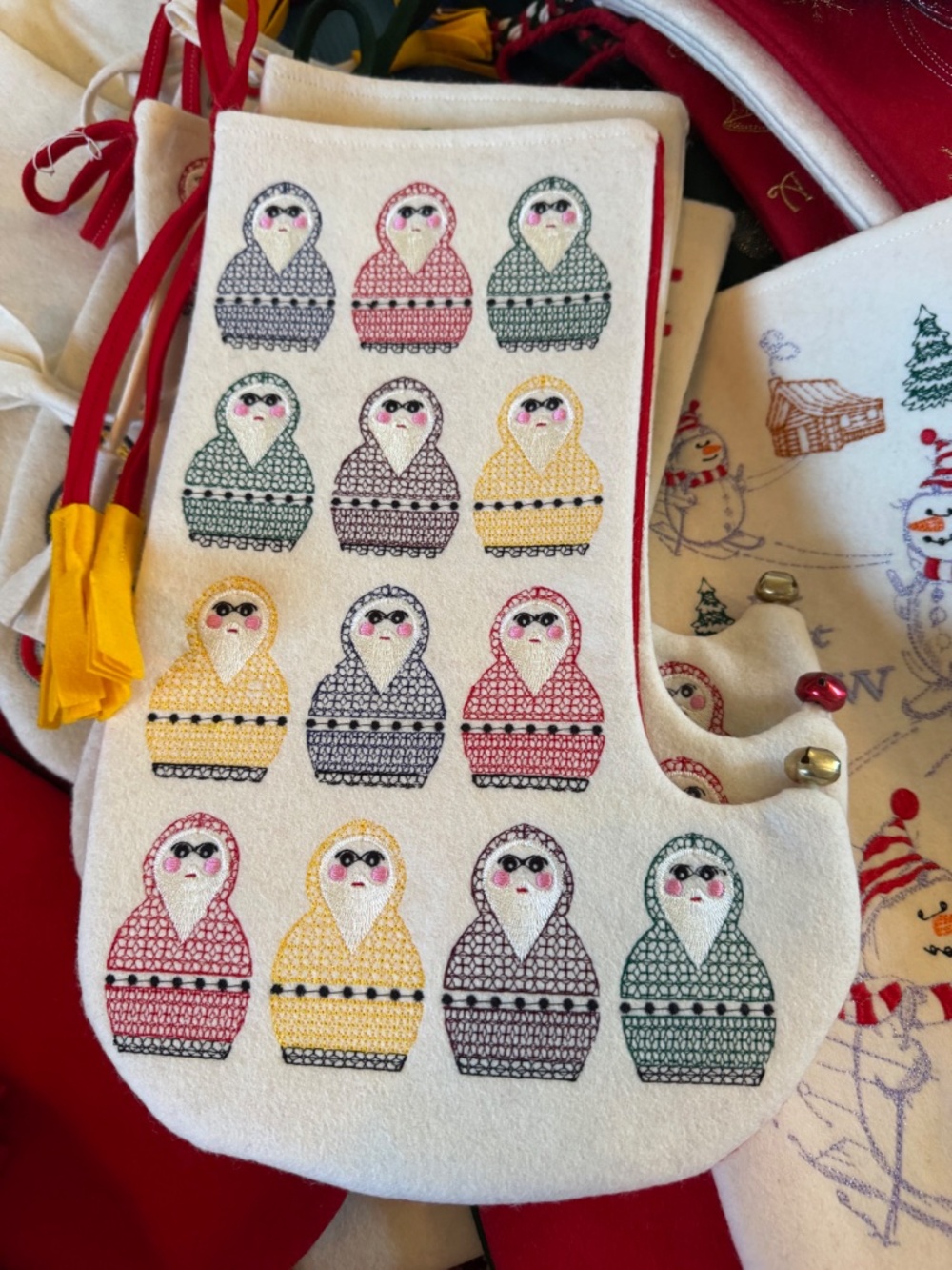 Heirloom quality 100% wool felt Christmas stocking